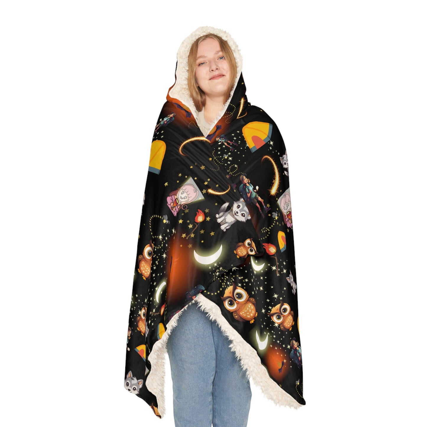 Hooded Snuggle Blanket-Girls Camp Pattern-Dark