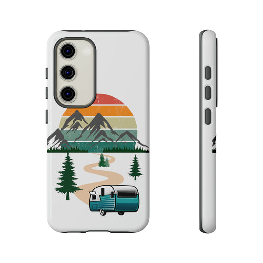 Tough Android Phone Case-Camper With Mountains Scene