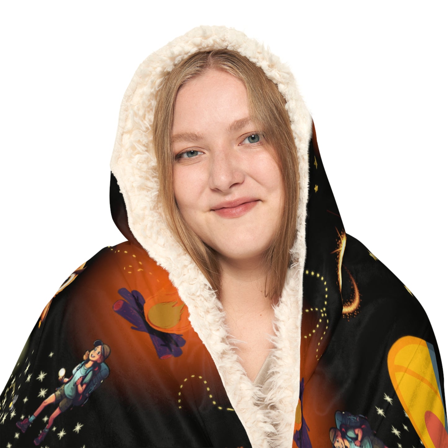Hooded Snuggle Blanket-Girls Camp Pattern-Dark
