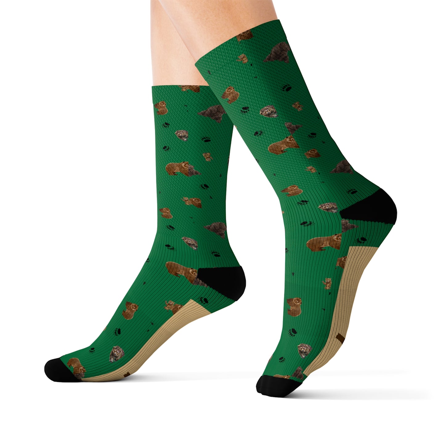 "Papa Bear" Pattern Sublimation Socks-Green