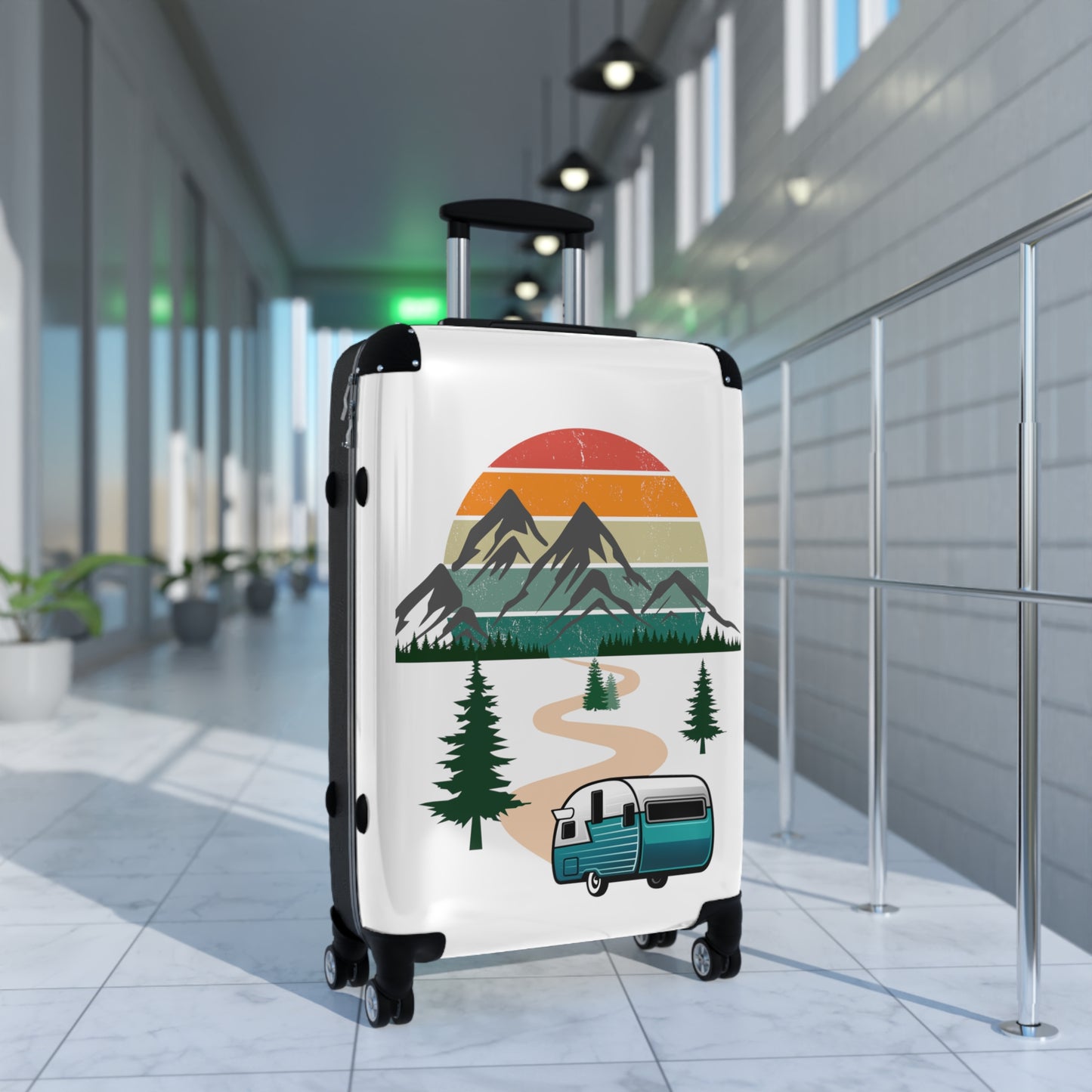 Camper With Mountains Patter Suitcase