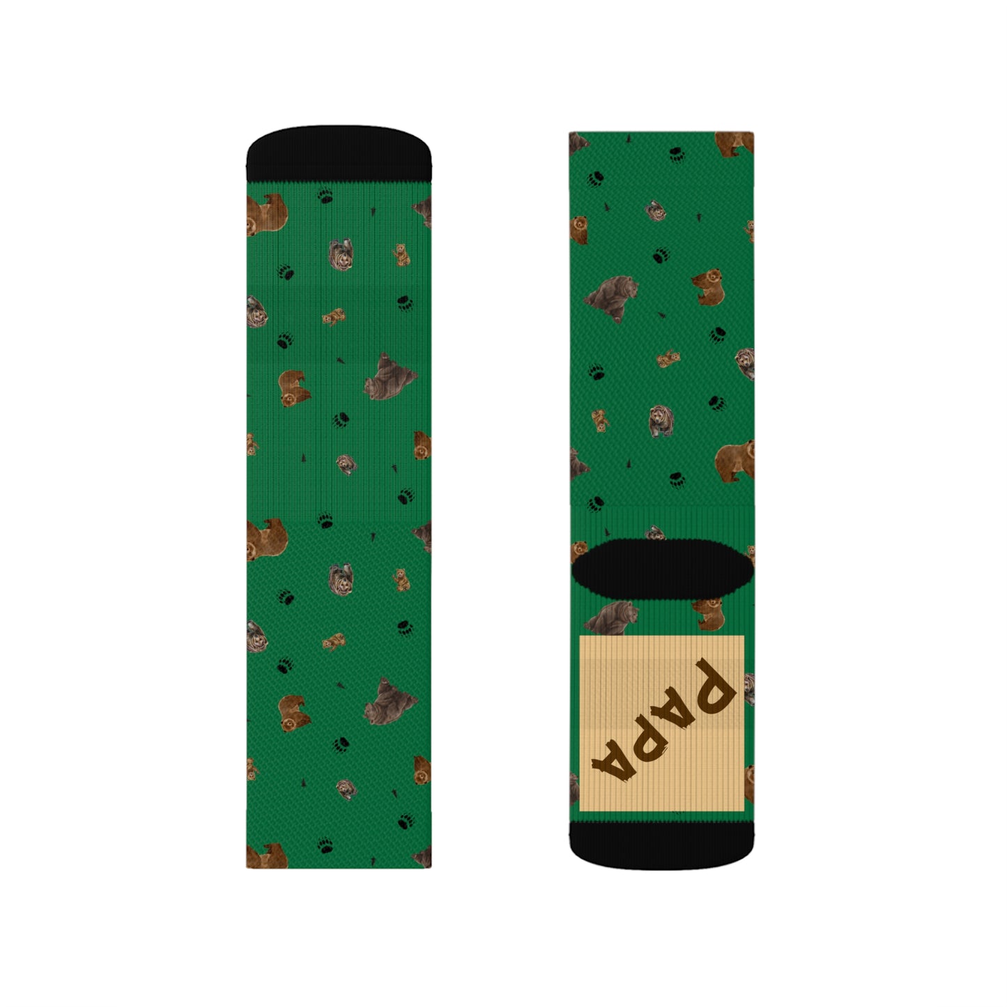 "Papa Bear" Pattern Sublimation Socks-Green