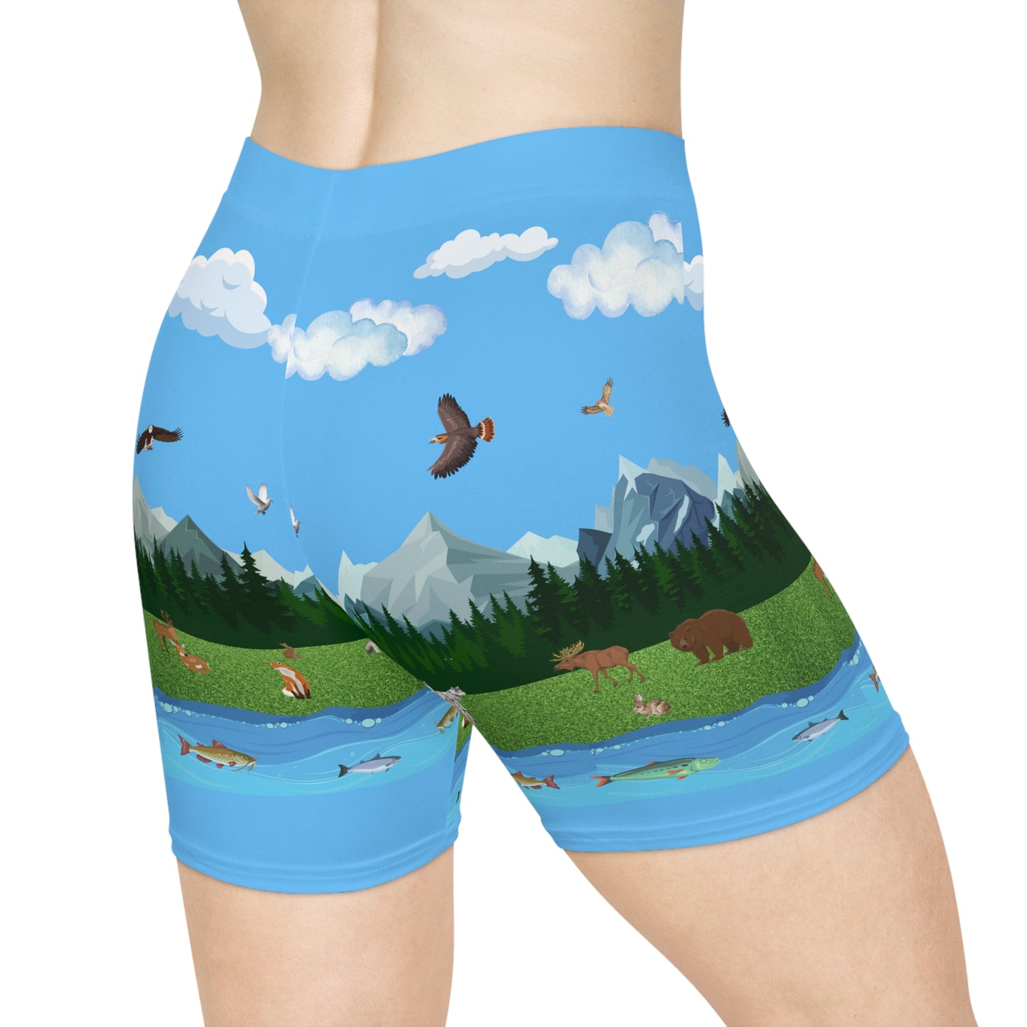 Horizontal Outdoors Pattern-Women's Biker Shorts
