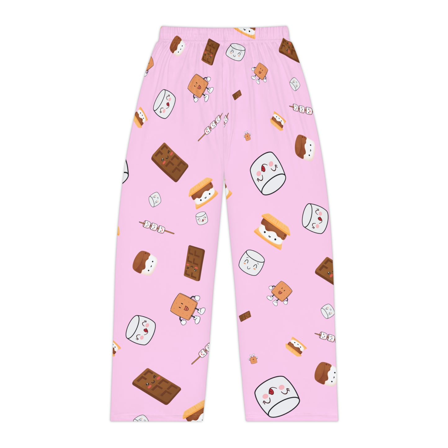 Women's Pajama Pants-Cutesy S'more's Pattern-Pink