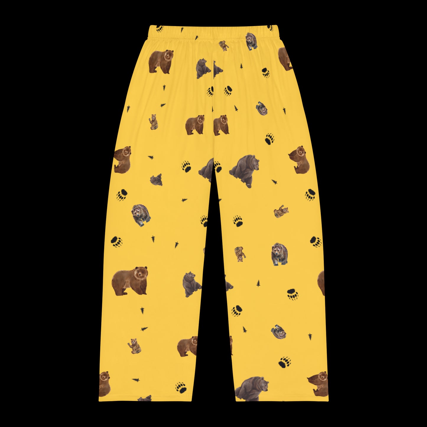 Men's Pajama Pants-Bear Pattern-Yellow