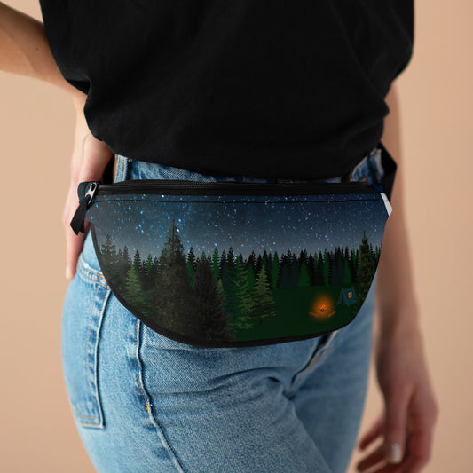 Graphic Fanny Pack-Starry Sky and Campsite