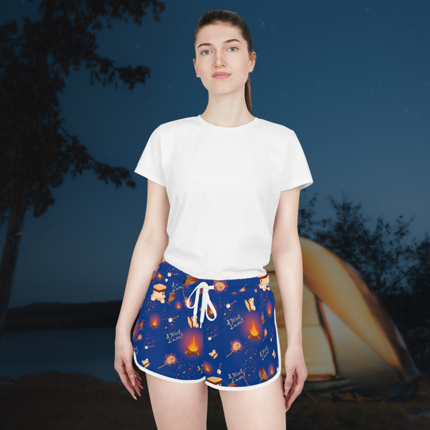 Camp Fire Pattern Women's Relaxed Shorts-Multiple Colors