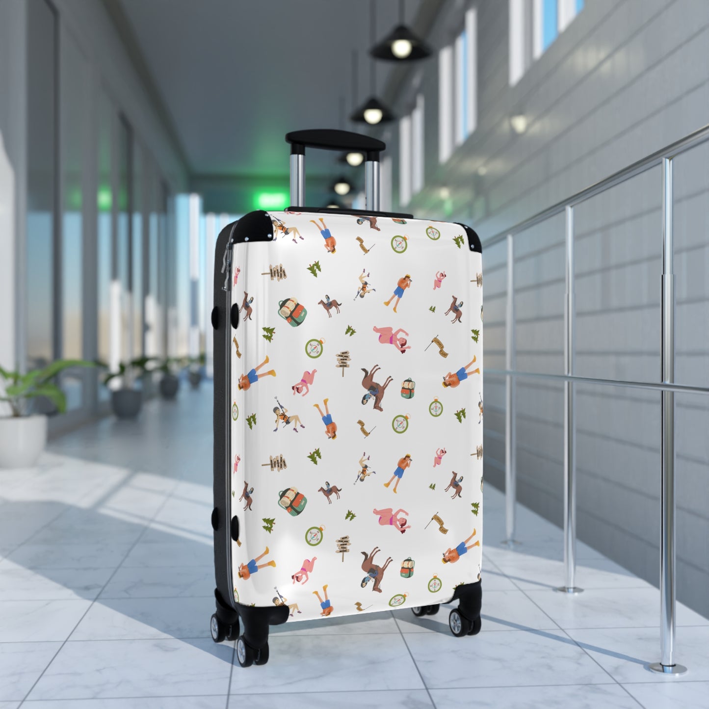 Girls Camp Activities Pattern Suitcase-White