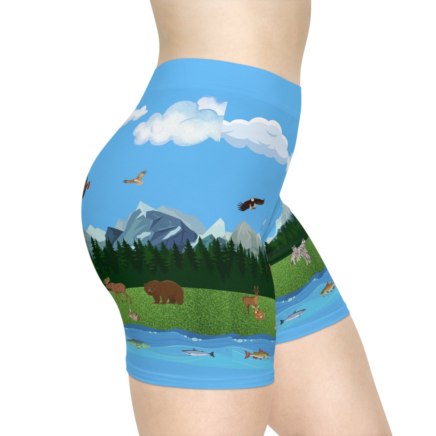 Horizontal Outdoors Pattern-Women's Biker Shorts