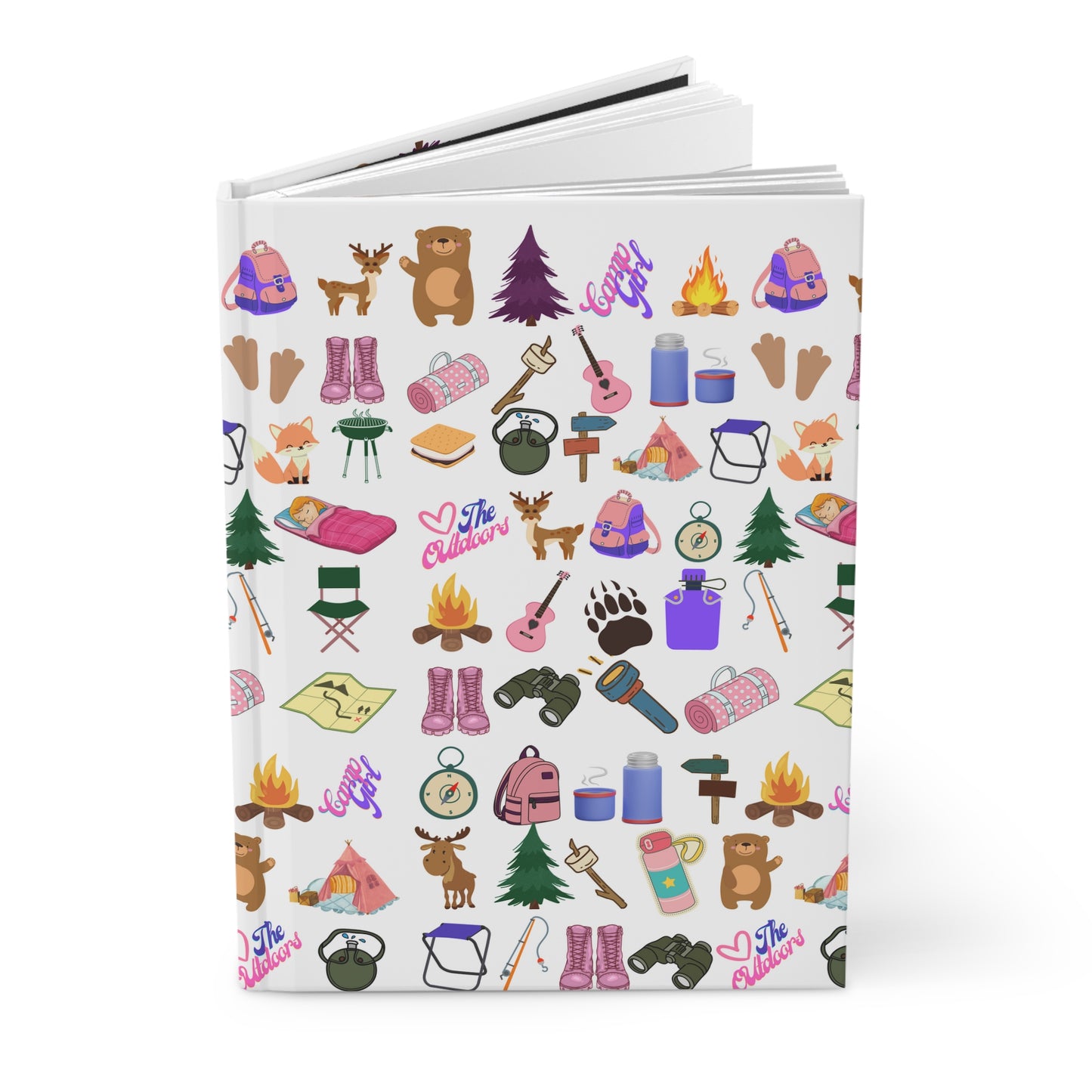 Girls Camp Pattern Hardcover Journal Matte