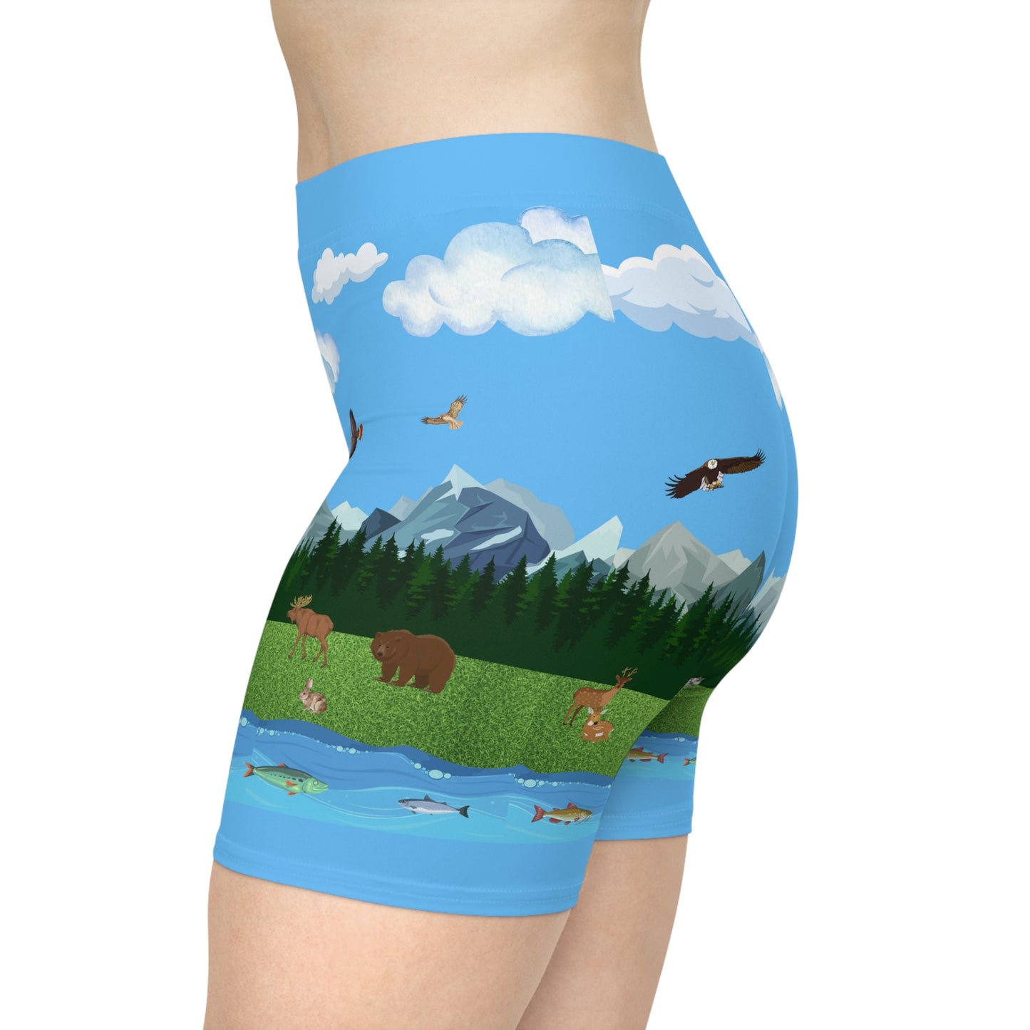 Horizontal Outdoors Pattern-Women's Biker Shorts