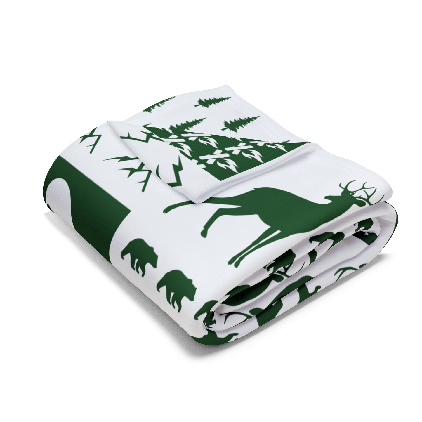 Arctic Fleece Blanket-Square Pattern-Green