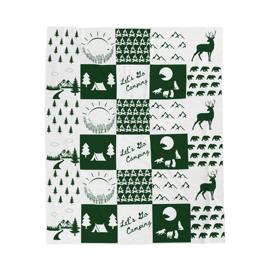 Sqaure Pattern-Green Velveteen Plush Blanket