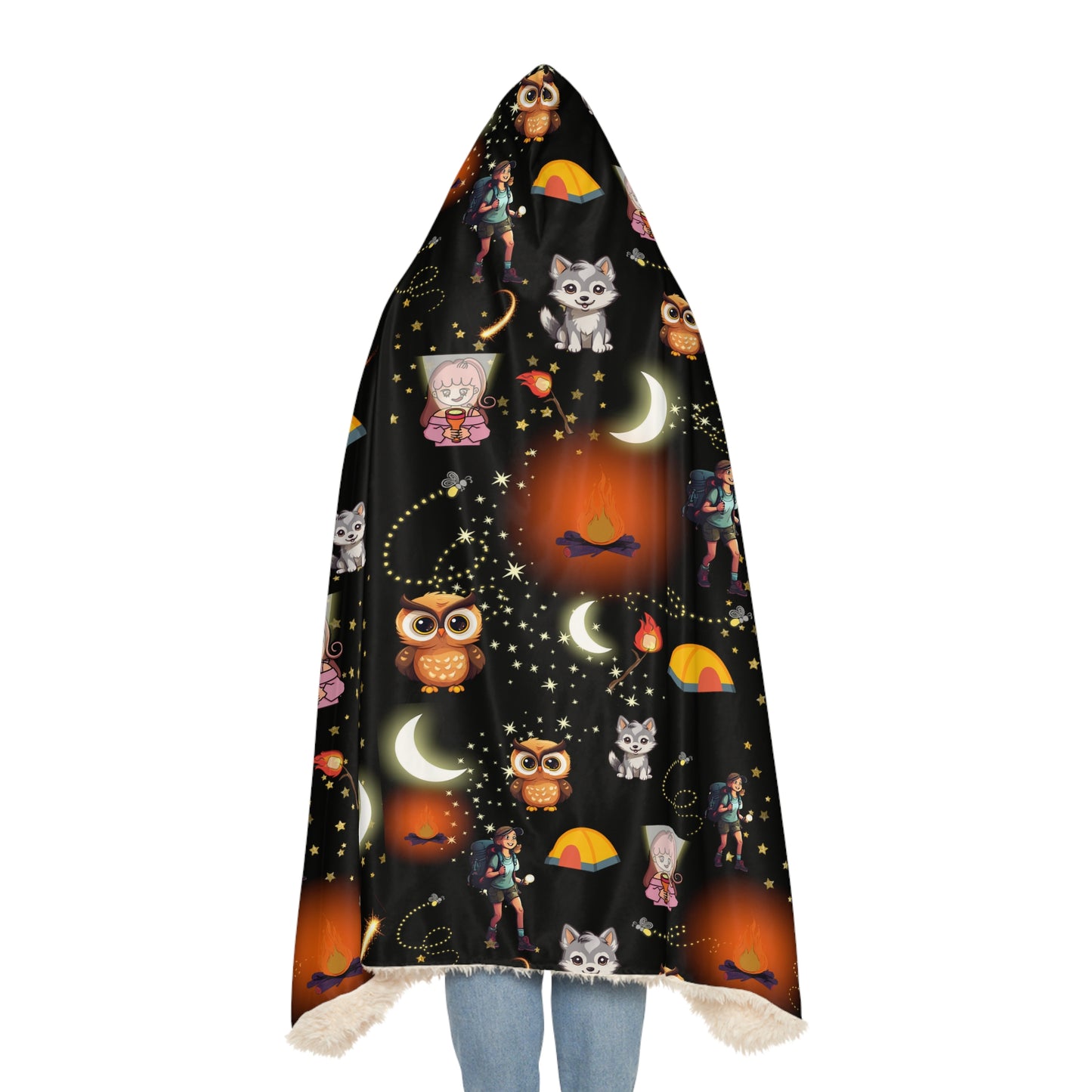 Hooded Snuggle Blanket-Girls Camp Pattern-Dark