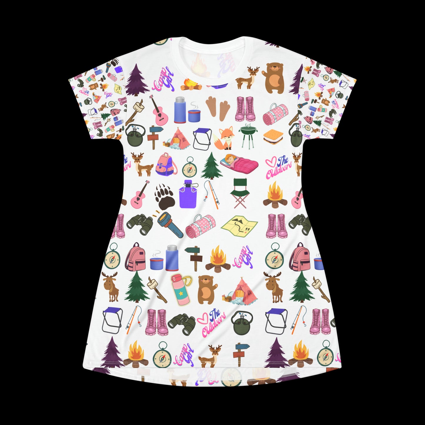 T-Shirt Dress-Cute Girls Camper Pattern (AOP)