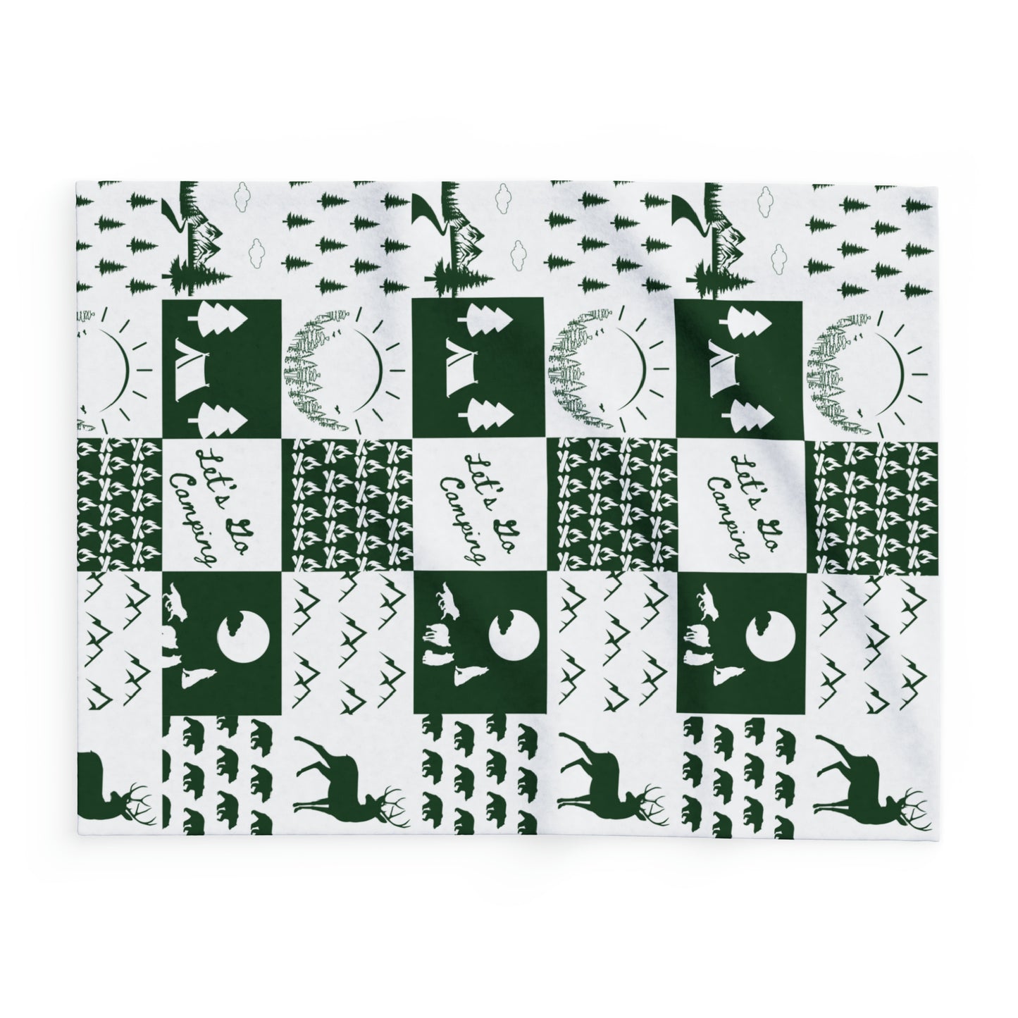Arctic Fleece Blanket-Square Pattern-Green