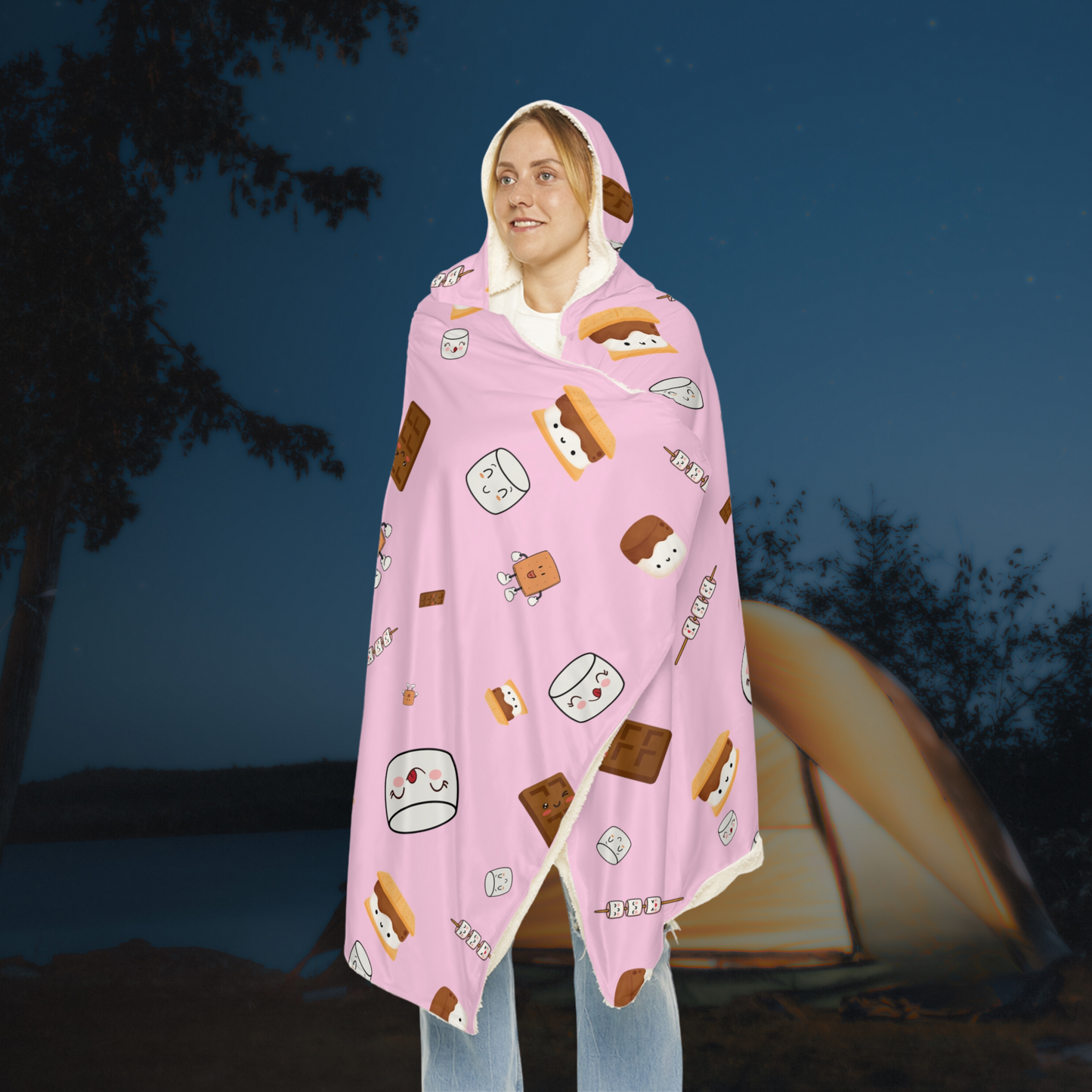 Hooded Snuggle Blanket-Cutesy Marshmallows Pattern-4 Colors!