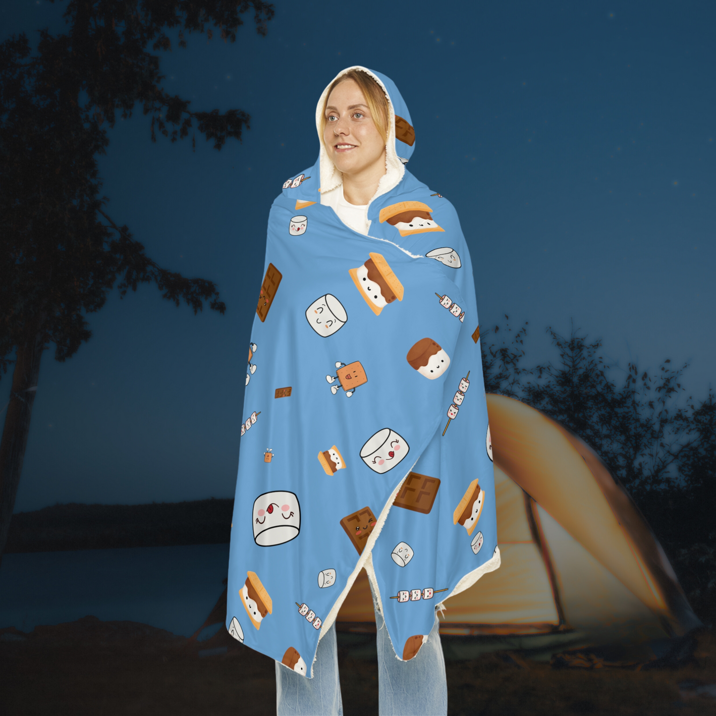 Hooded Snuggle Blanket-Cutesy Marshmallows Pattern-4 Colors!