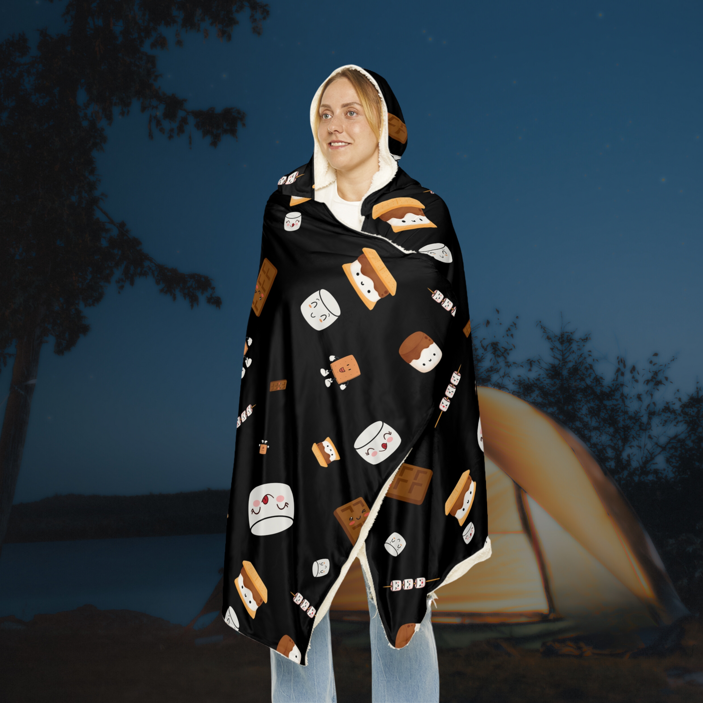 Hooded Snuggle Blanket-Cutesy Marshmallows Pattern-4 Colors!