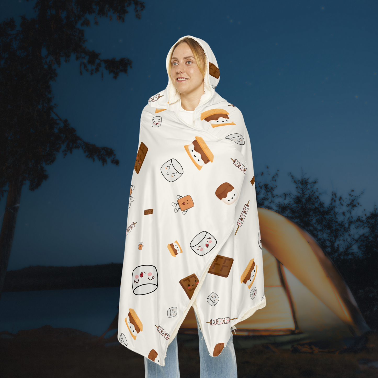 Hooded Snuggle Blanket-Cutesy Marshmallows Pattern-4 Colors!