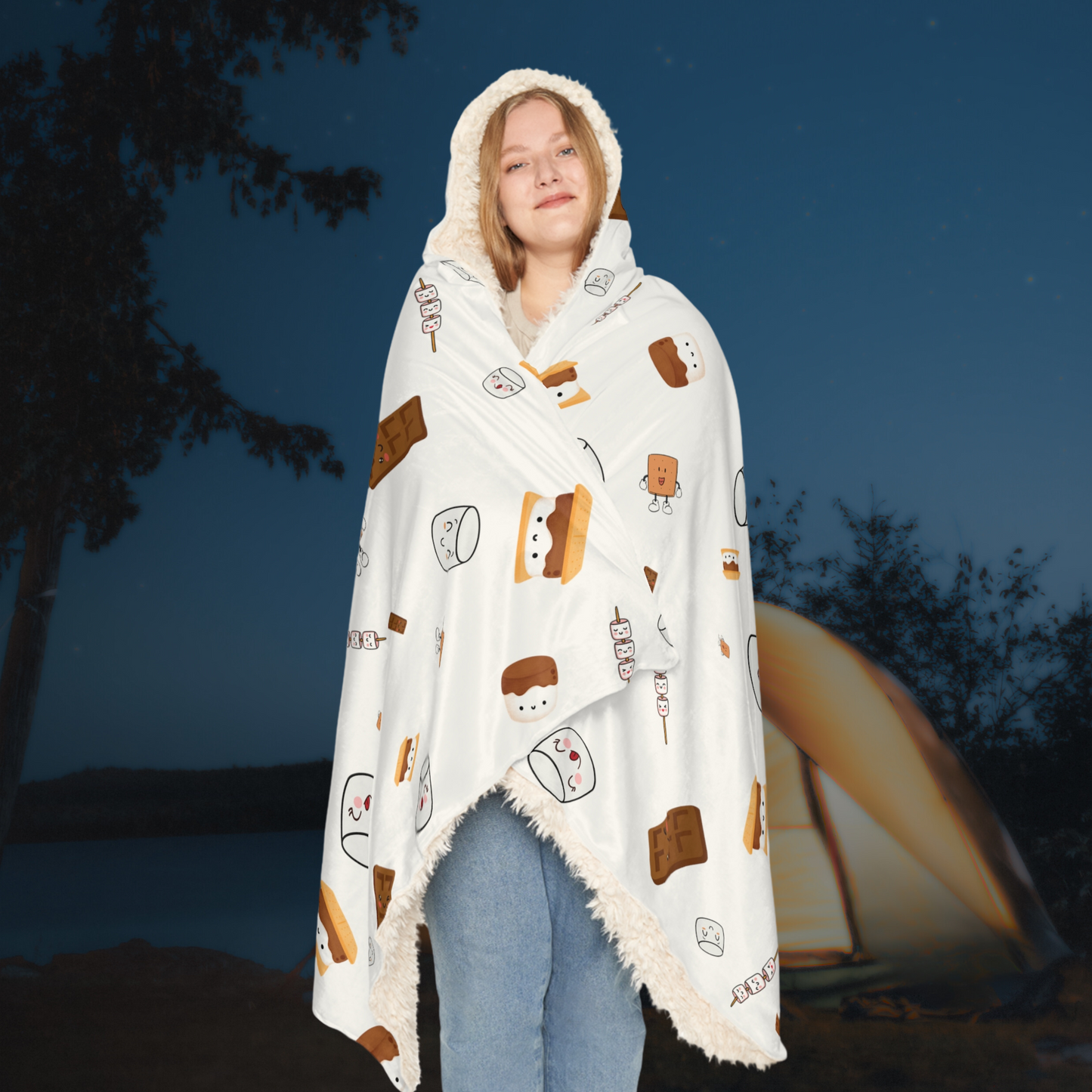 Hooded Snuggle Blanket-Cutesy Marshmallows Pattern-4 Colors!