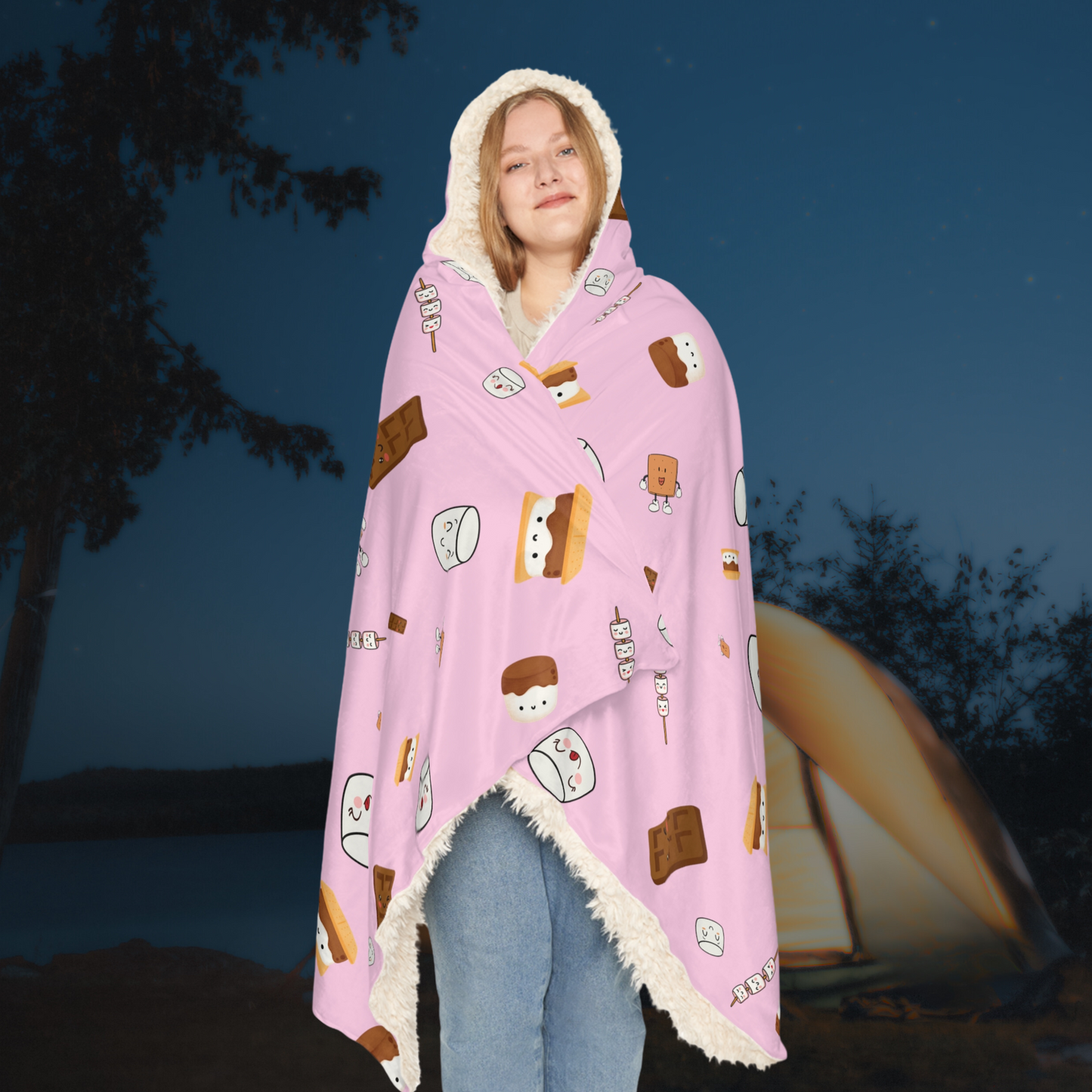 Hooded Snuggle Blanket-Cutesy Marshmallows Pattern-4 Colors!