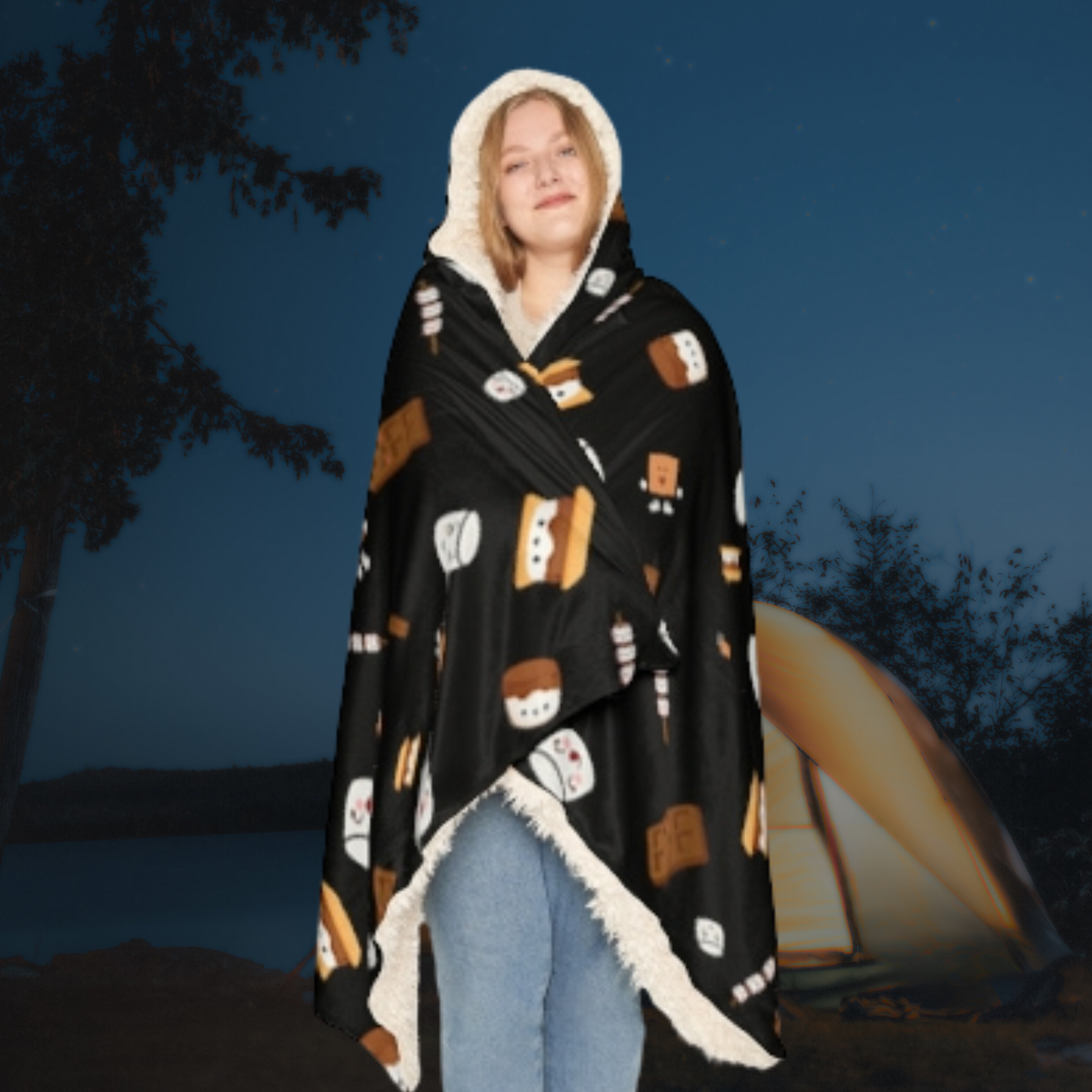 Hooded Snuggle Blanket-Cutesy Marshmallows Pattern-4 Colors!