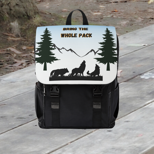 Unisex Casual Shoulder Backpack-Wolfpack Design